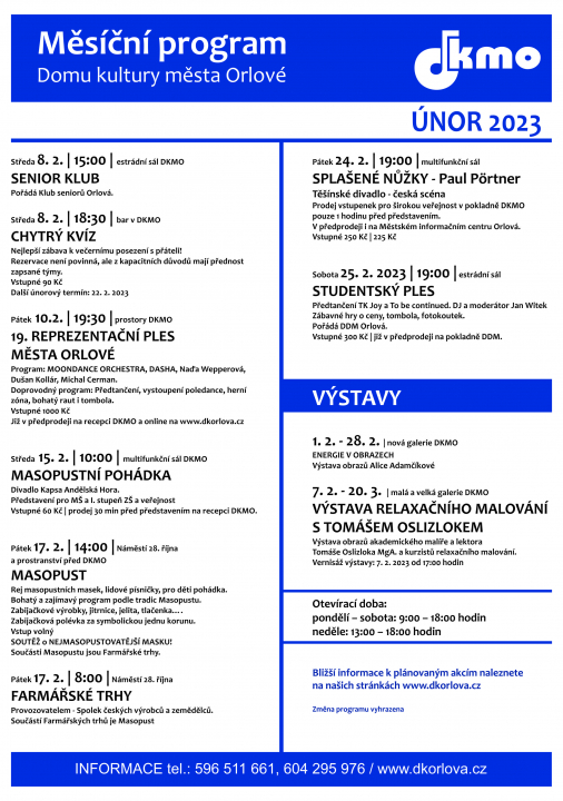 UŽ JSTE VIDĚLI KULTURNÍ PROGRAM NA ÚNOR?
