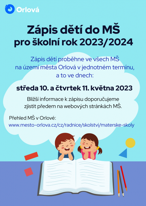 NA JAŘE PROBĚHNOU ZÁPISY DO ŠKOL A ŠKOLEK