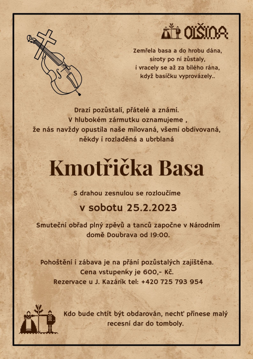 V DOUBRAVĚ SE ROZLOUČÍ S KMOTŘIČKOU BASOU