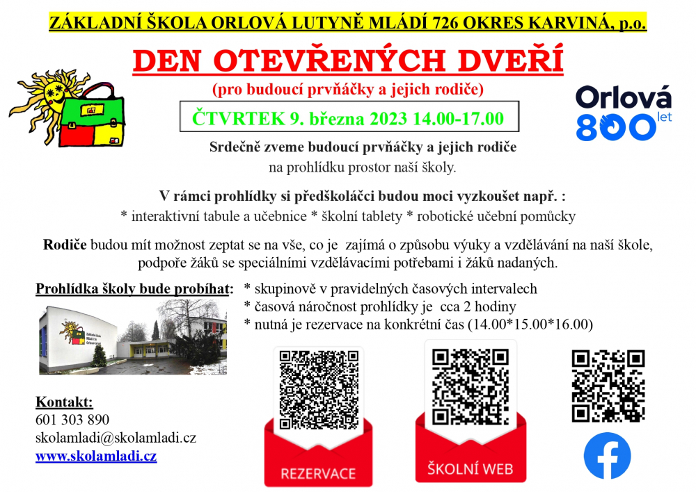 ZŠ Mládí - Pozvánka na Den otevřených dveří