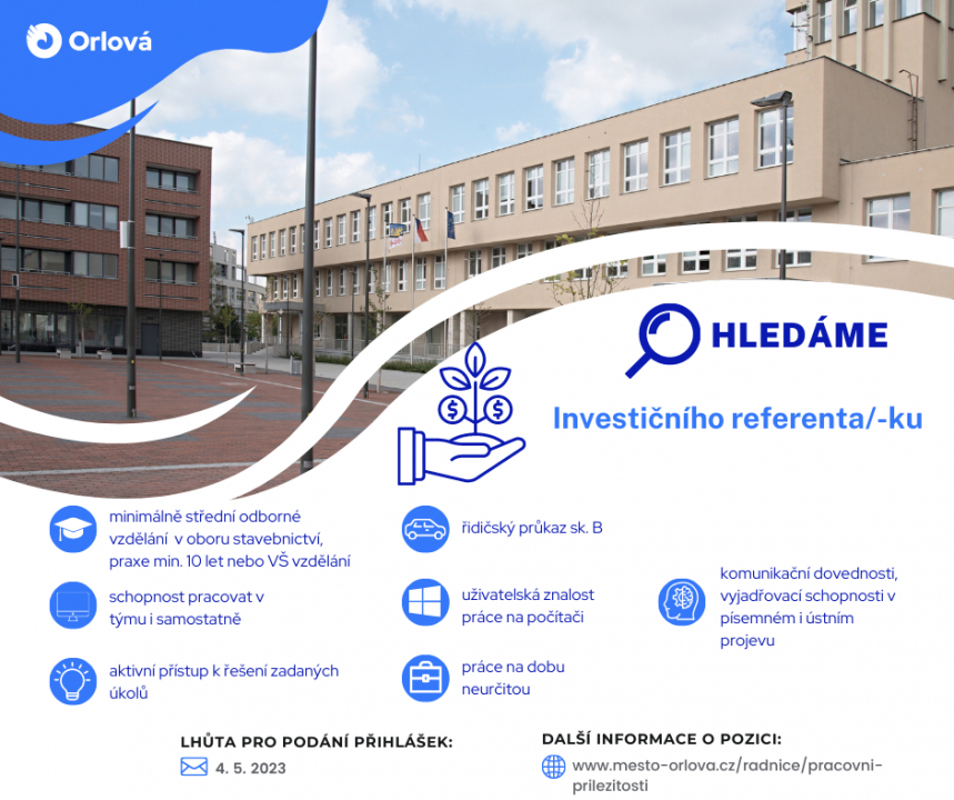 HLEDÁME INVESTIČNÍHO REFERENTA