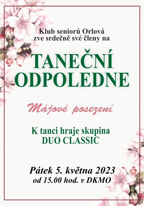 PRVNÍ MÁJOVÝ VÍKEND ZAHÁJÍ TANEČNÍ ODPOLEDNE