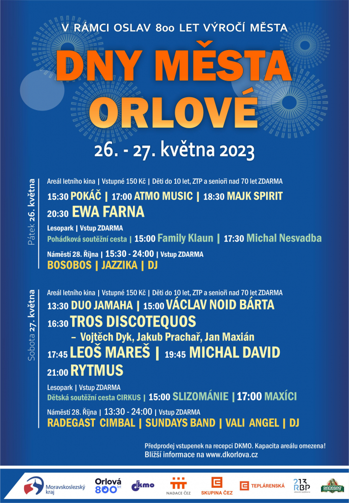 V PÁTEK ODSTARTUJÍ DNY MĚSTA ORLOVÉ!