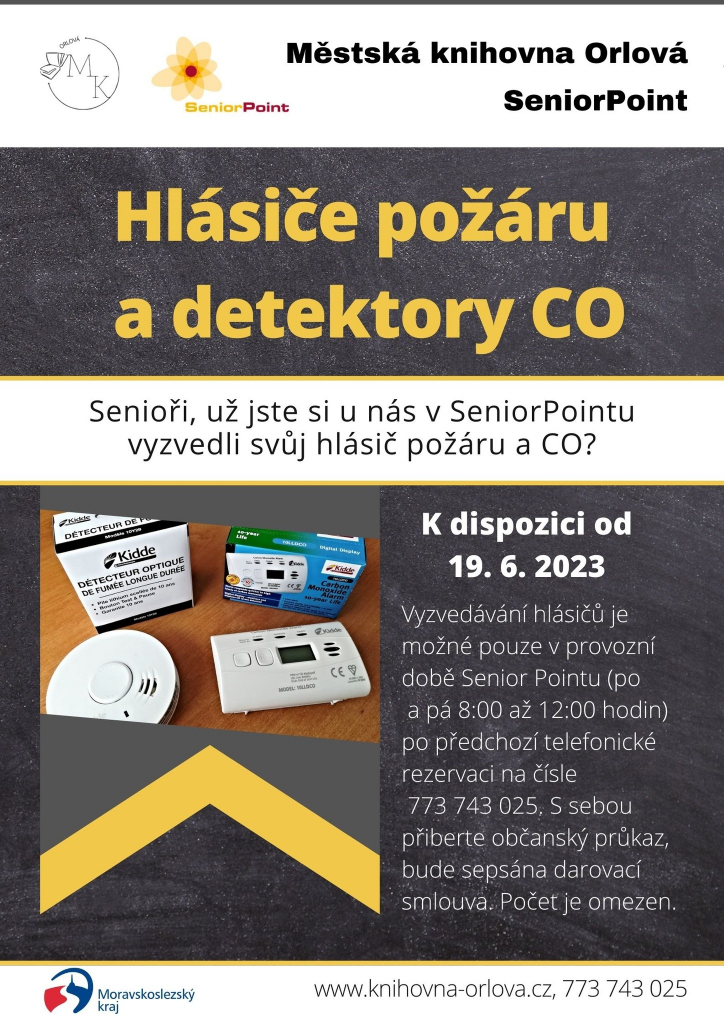 SENIOŘI, VYZVEDNĚTE SI SVŮJ HLÁSIČ POŽÁRU A DETEKTOR CO