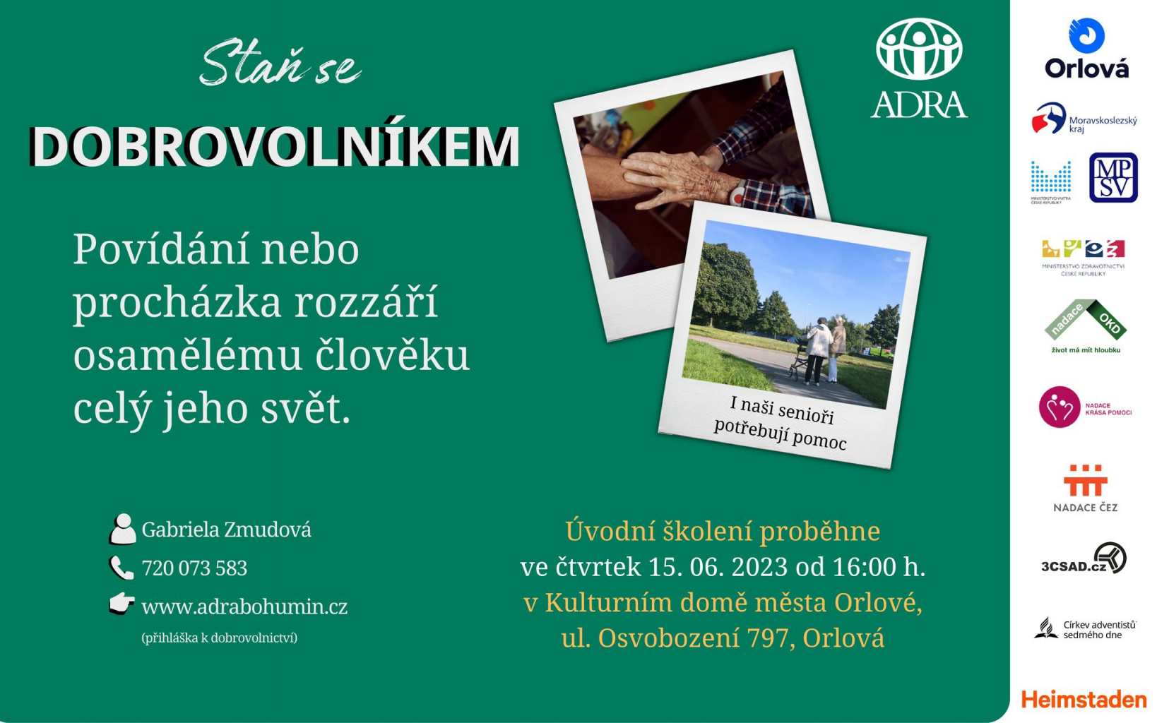 ŠKOLENÍ DOBROVOLNÍKŮ PROBĚHNE JIŽ ZÍTRA!