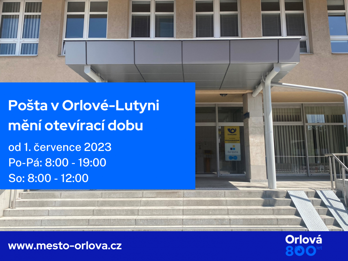 OTEVÍRACÍ DOBA HLAVNÍ POŠTY BUDE PRODLOUŽENA
