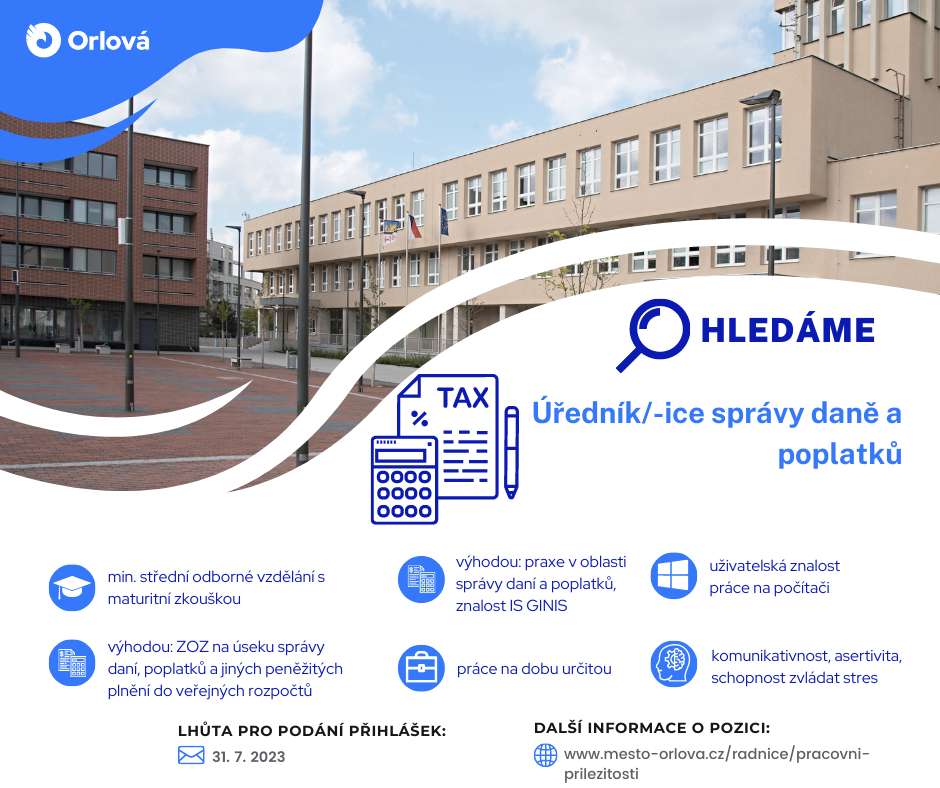 HLEDÁME ÚŘEDNÍKA SPRÁVY DANĚ A POPLATKŮ