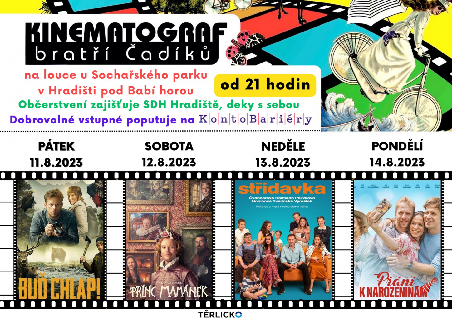 TĚRLICKO ZVE NA PROMÍTÁNÍ FILMŮ NA LOUCE
