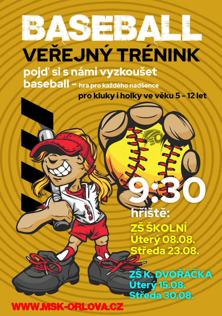 NADŠENCI BASEBALLU PŘIJĎTE NA VEŘEJNÝ TRÉNINK