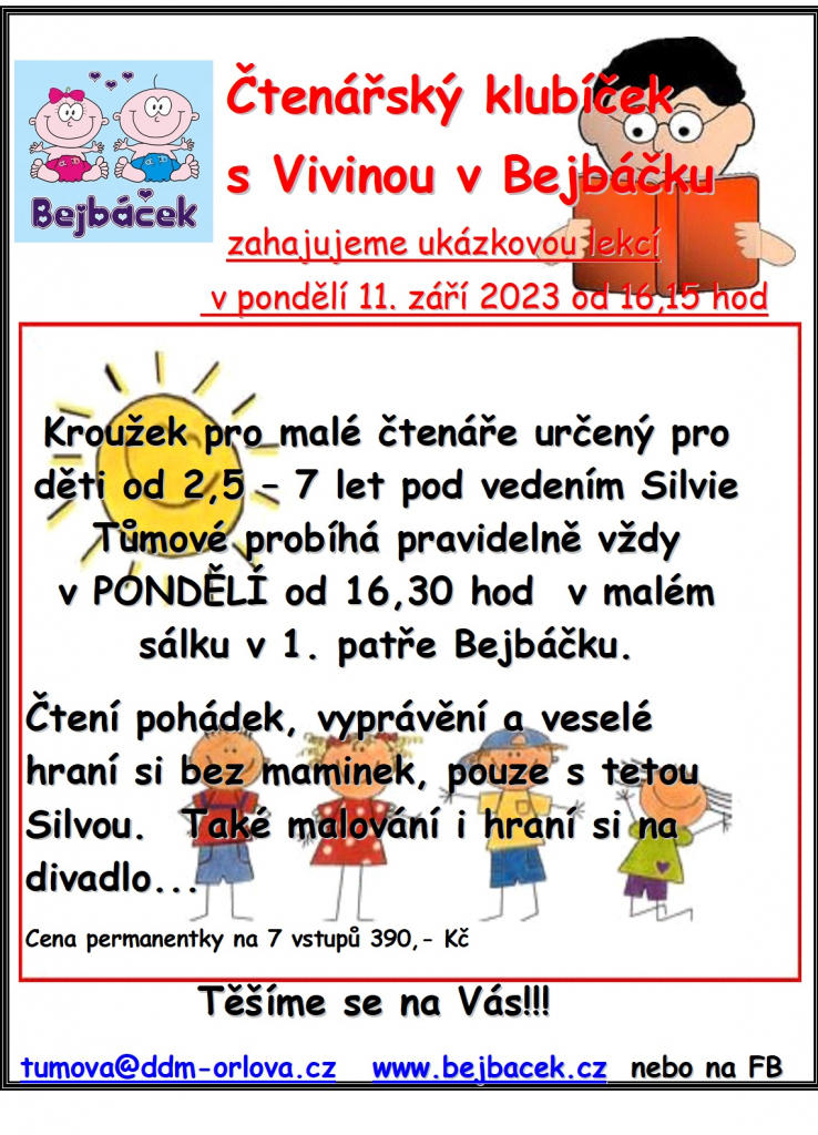 ČTENÁŘSKÝ KLUBÍČEK NABÍZÍ KROUŽEK PRO MALÉ ČTENÁŘE