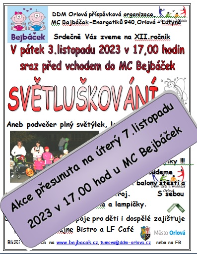 DNEŠNÍ SVĚTLUŠKOVÁNÍ JE ZRUŠENO