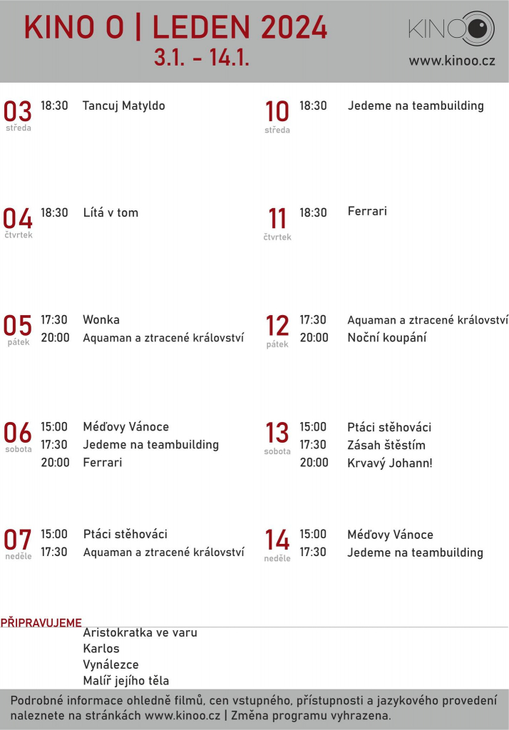 PROMÍTÁNÍ V KINĚ O JE V PLNÉM PROUDU