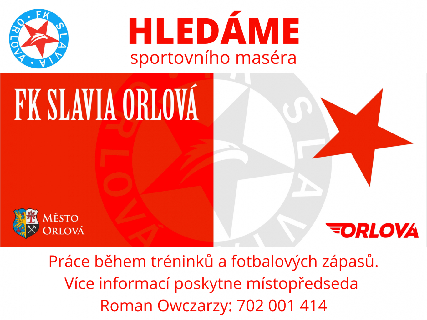 SLAVIA HLEDÁ SPORTOVNÍHO MASÉRA