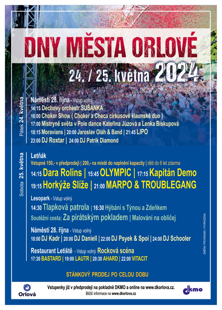 DNY MĚSTA ORLOVÉ BUDOU OPĚT VELKOLEPÉ
