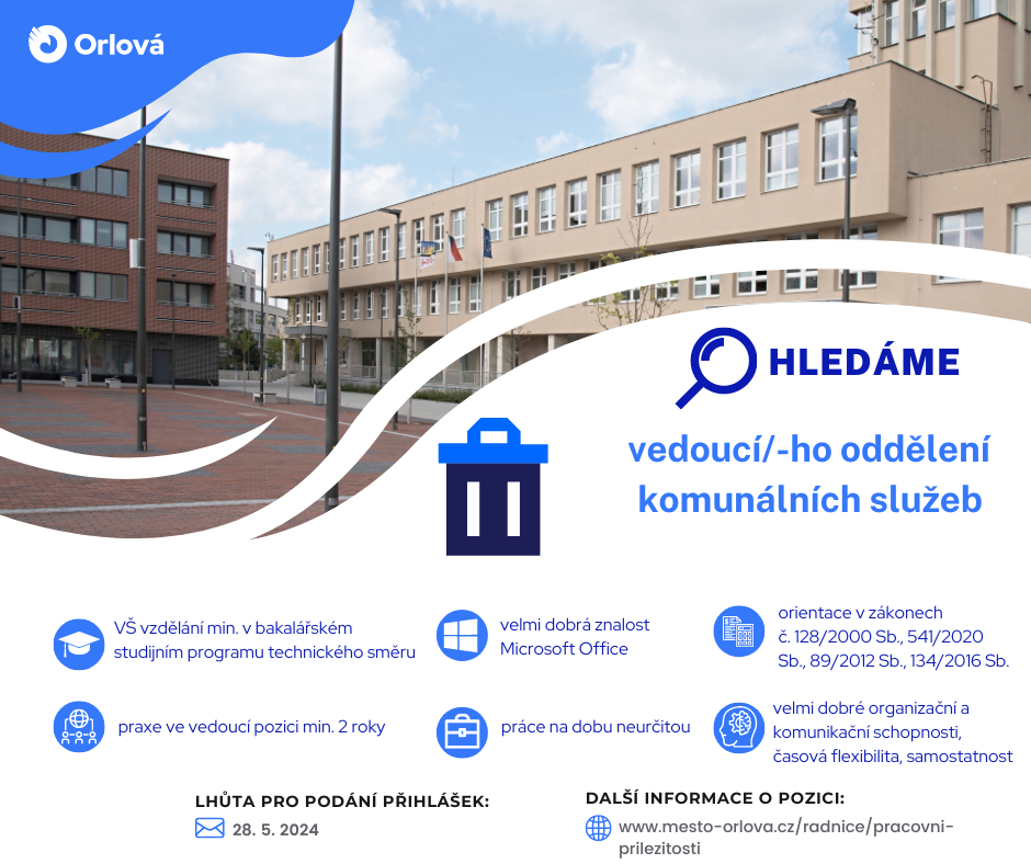HLEDÁME VEDOUCÍHO ODDĚLENÍ KOMUNÁLNÍCH SLUŽEB