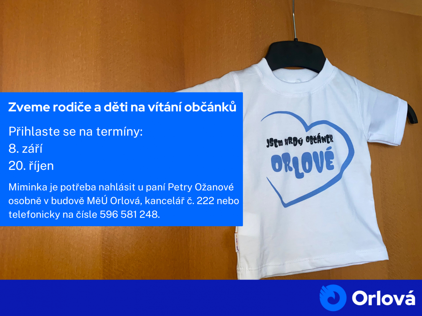 ZVEME RODIČE A DĚTI NA VÍTÁNÍ OBČÁNKŮ