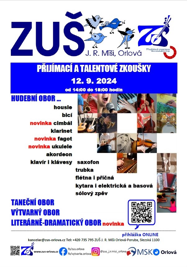 ZUŠ J. R. Míši Orlová - Přijímací a talentové zkoušky