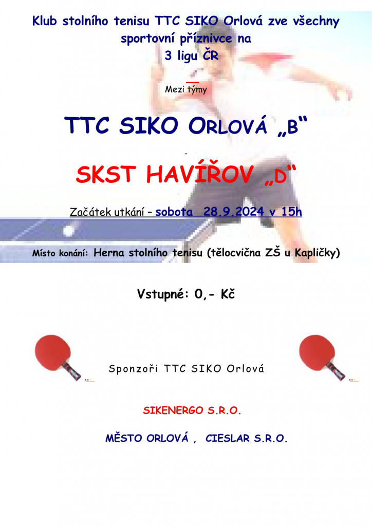 KLUB STOLNÍHO TENISU ZVE NA SOBOTNÍ ZÁPASY