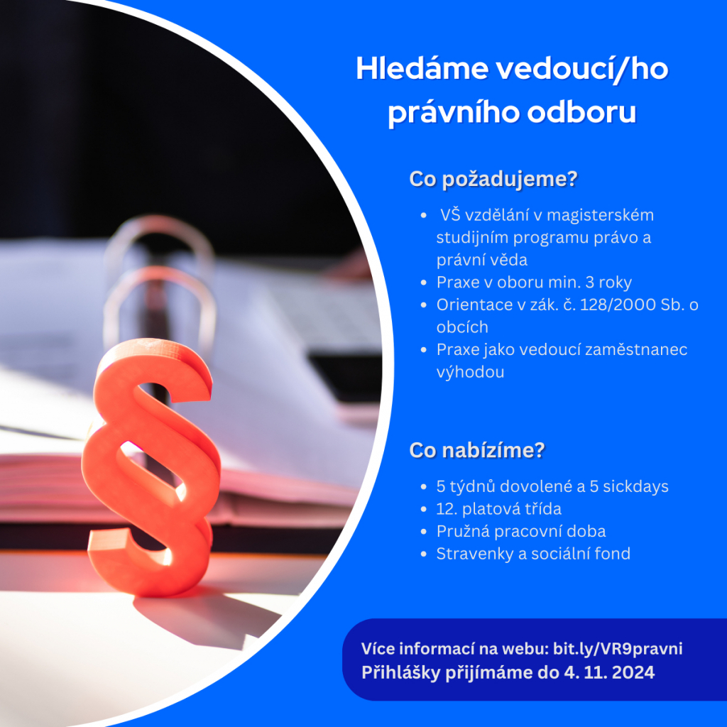 HLEDÁME VEDOUCÍ/HO PRÁVNÍHO ODBORU