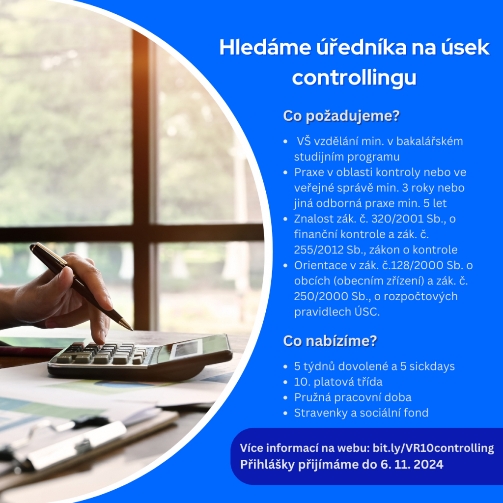 HLEDÁME ÚŘEDNÍKA NA ÚSEK CONTROLLINGU