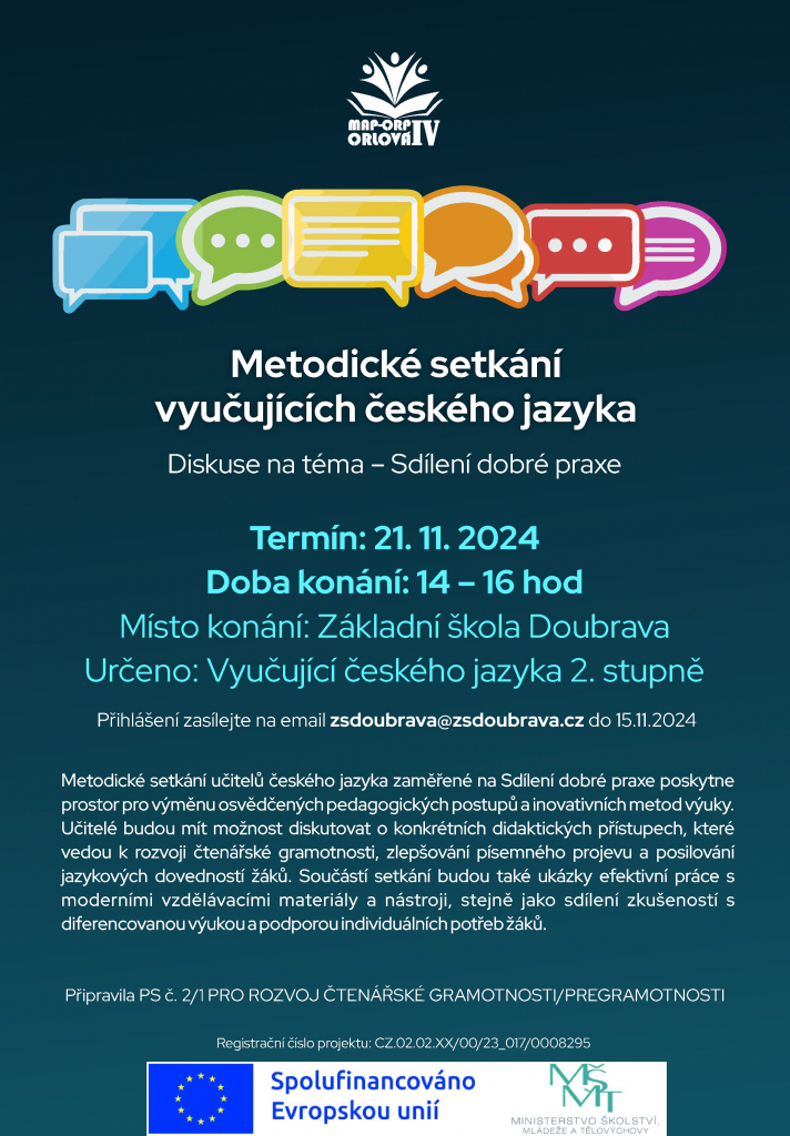MAP IV - "Metodické setkání vyučujících českého jazyka"