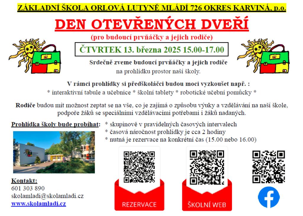 ZVEME BUDOUCÍ PRVŇÁČKY NA DEN OTEVŘENÝCH DVEŘÍ