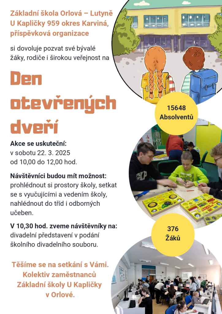 ZŠ U KAPLIČKY ZVE NA DEN OTEVŘENÝCH DVEŘÍ