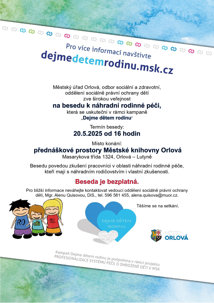 ZASTAVTE SE NA BESEDU K NÁHRADNÍ RODINNÉ PÉČI