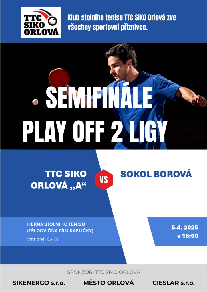 PRIJĎTE PODPOŘIT ORLOVSKÉ STOLNÍ TENISTY