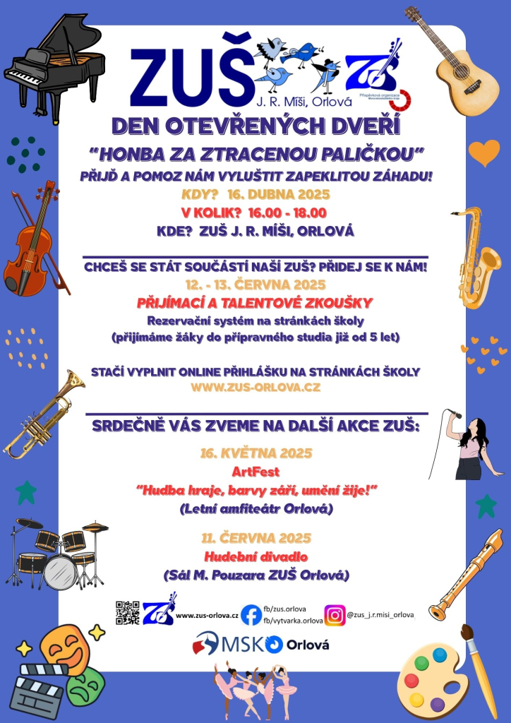 ZUŠ ORLOVÁ ZVE NA DEN OTEVŘENÝCH DVEŘÍ!