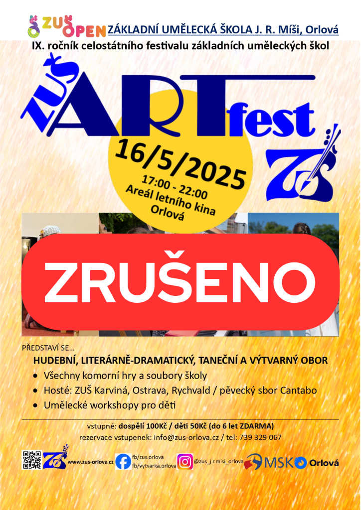 ZUŠ ORLOVÁ PŘESOUVÁ ARTFEST