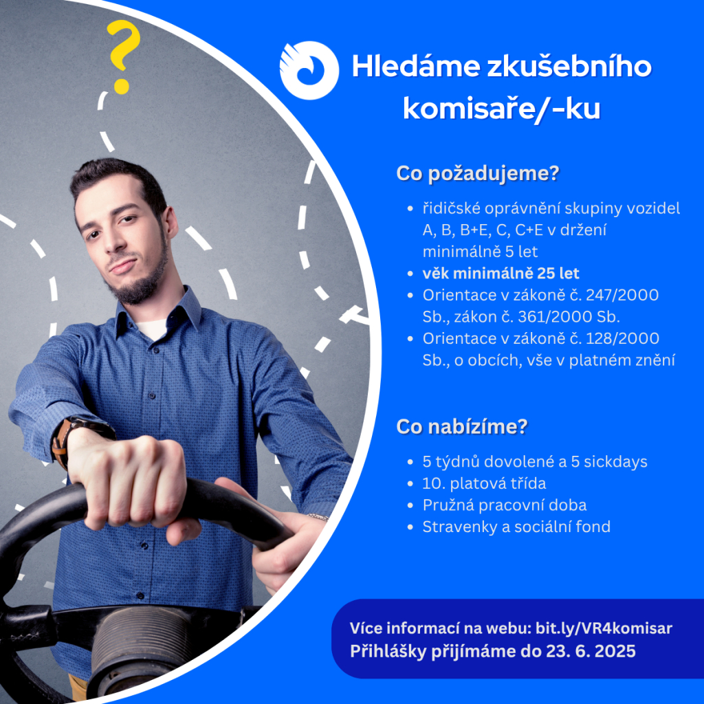 HLEDÁME ZKUŠEBNÍHO KOMISAŘE/-KU