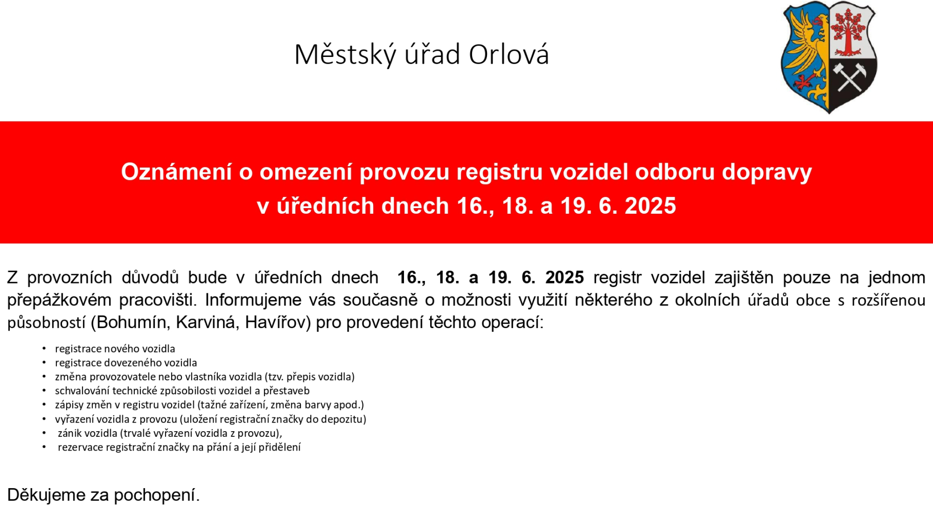 REGISTR VOZIDEL POJEDE V OMEZENÉM PROVOZU