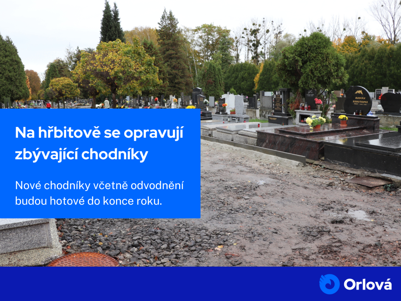 ZAČALA TŘETÍ ETAPA REKONSTRUKCE CHODNÍKŮ NA HŘBITOVĚ