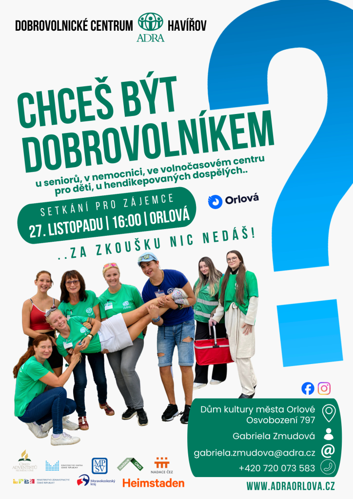 STAŇTE SE DOBROVOLNÍKEM. STAČÍ HODINA TÝDNĚ