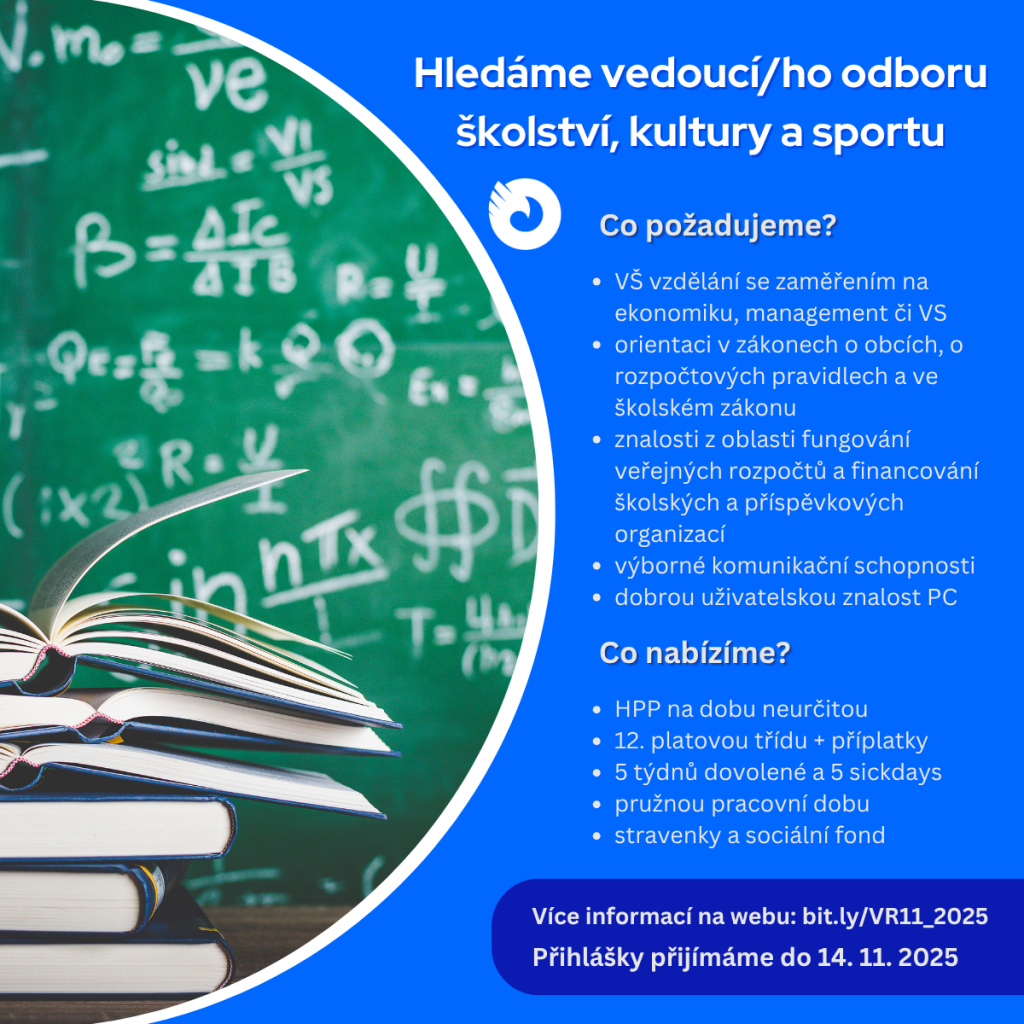 HLEDÁME VEDOUCÍ/HO ODBORU ŠKOLSTVÍ, KULTURY A SPORTU