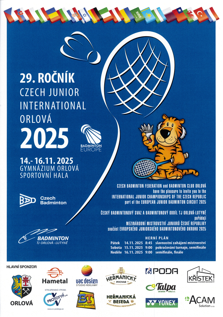 BADMINTONISTÉ V PÁTEK ROZEHRAJÍ MISTROVSTVÍ REPUBLIKY