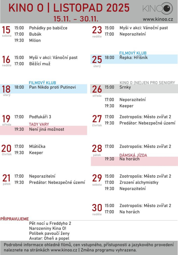 KINO O ZVE NA FILMOVÝ LISTOPAD