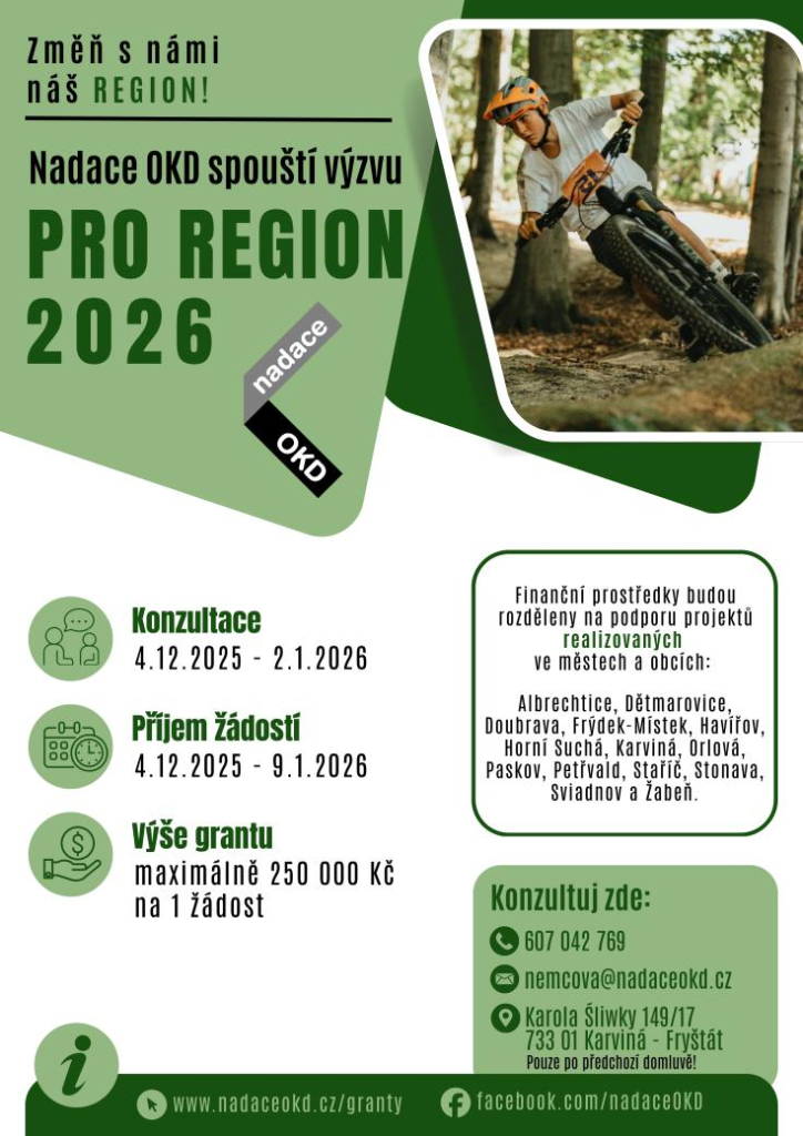 NADACE OKD OPĚT SPUSTILA PŘÍJEM ŽÁDOSTÍ O GRANTY