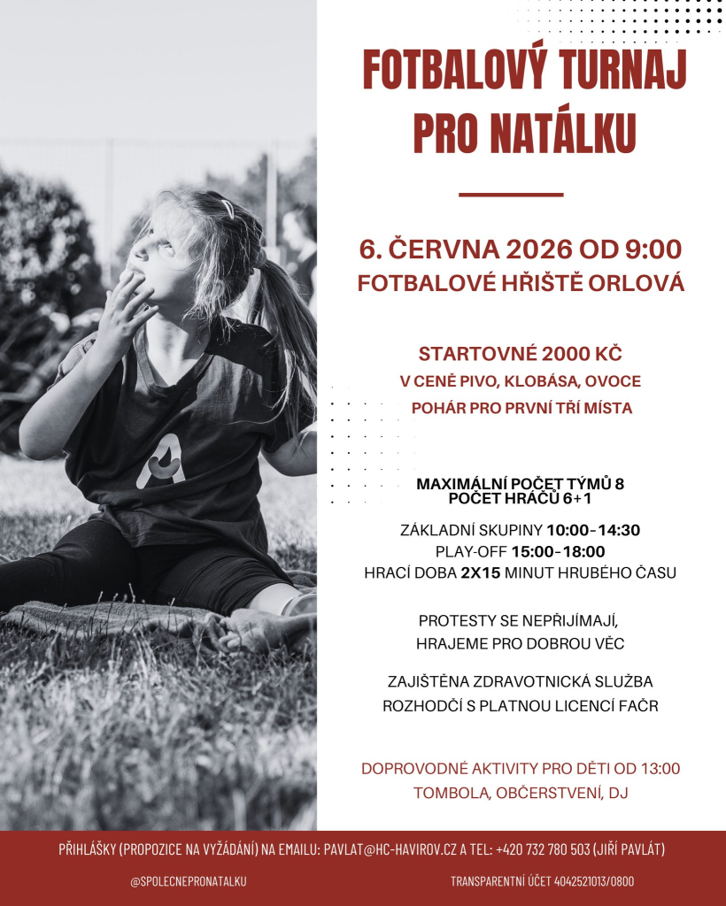 NATÁLKU LETOS PODPOŘÍME FOTBALOVÝM TURNAJEM. HRAJTE TAKÉ!