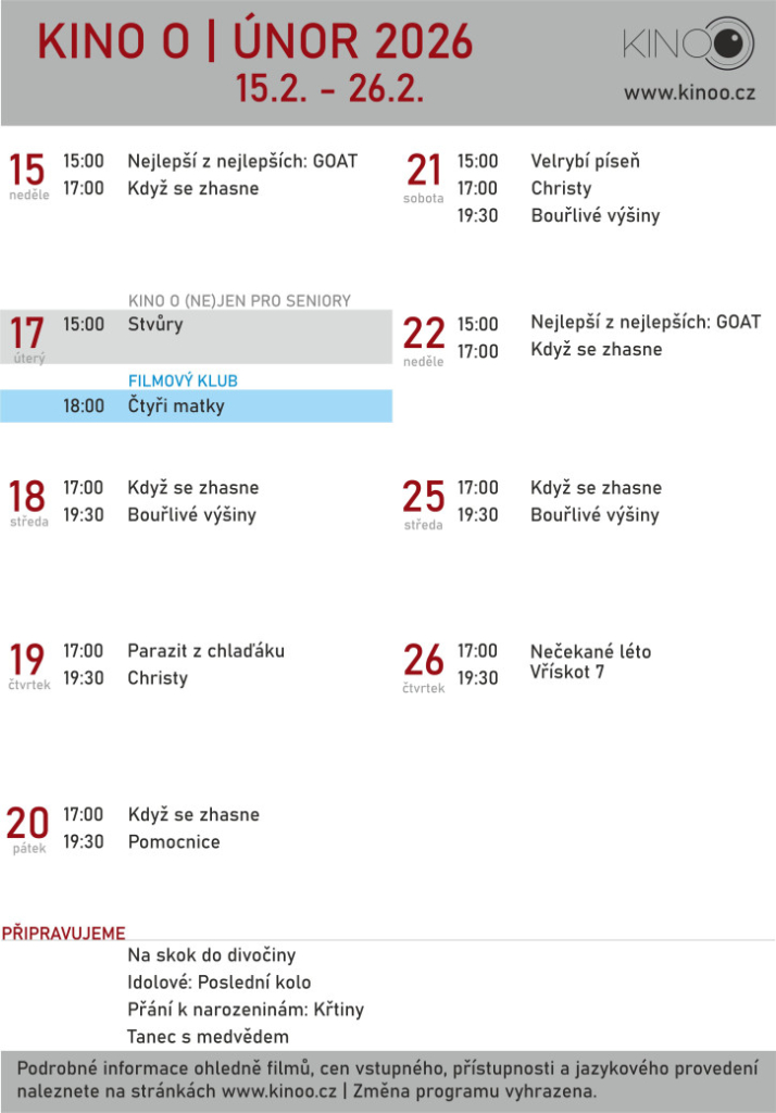 ORLOVSKÉ KINO ZVE NA FILMOVÉ VEČERY