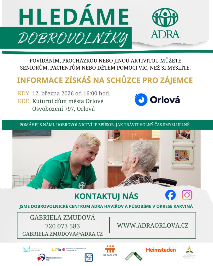 STAŇTE SE DOBROVOLNÍKEM. STAČÍ HODINA TÝDNĚ