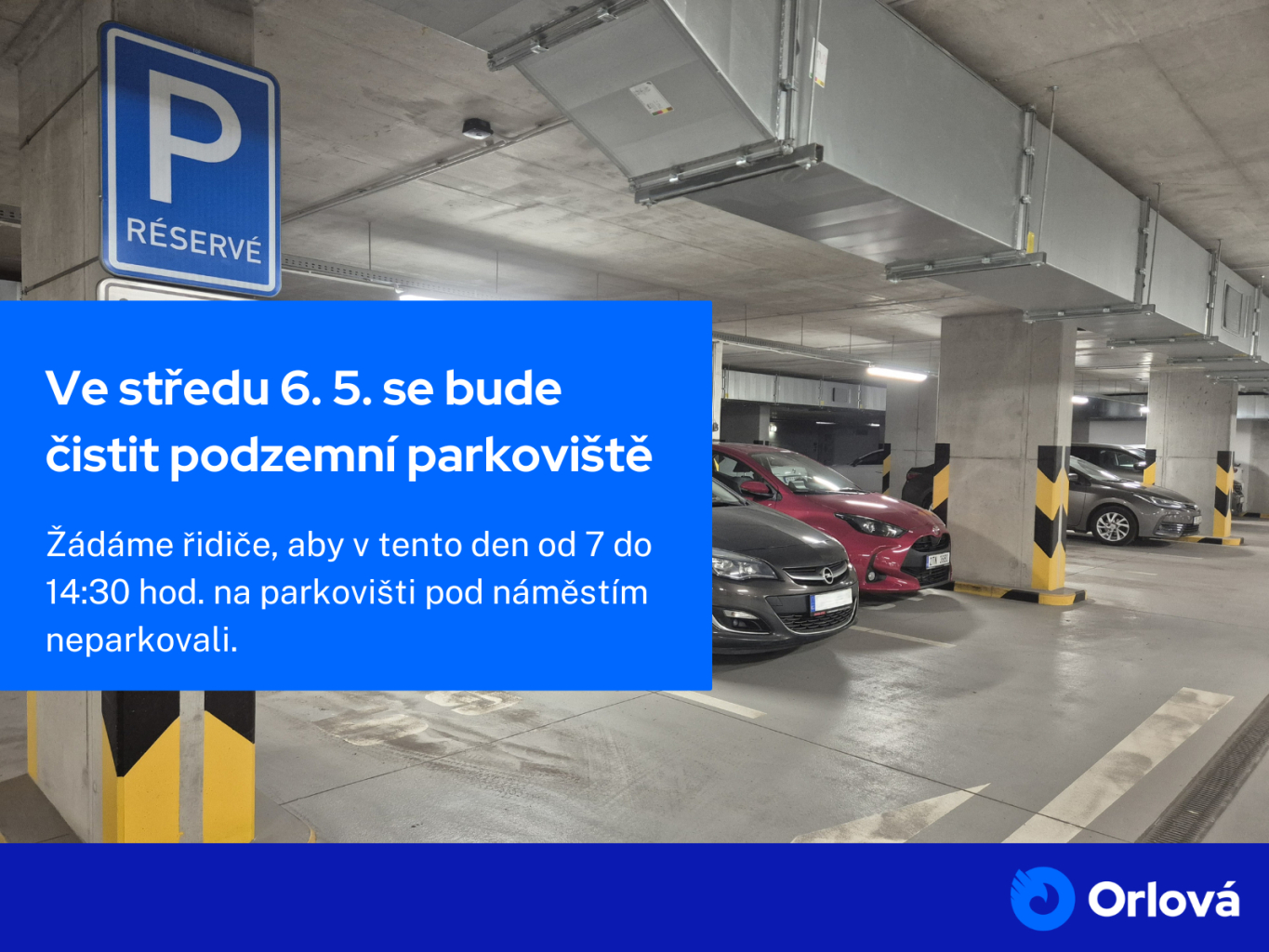 PRVNÍ KVĚTNOVOU STŘEDU SE ČISTÍ PODZEMNÍ PARKOVIŠTĚ