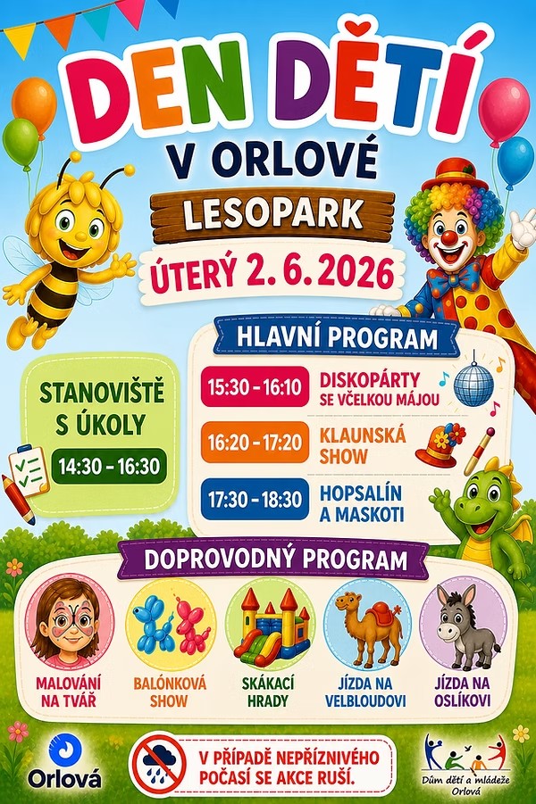 DEN DĚTÍ BUDE PLNÝ AKTIVIT A ZÁBAVY