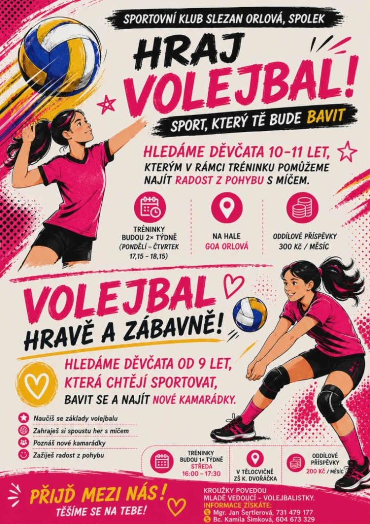 HRAJ VOLEJBAL ZA SPORTOVNÍ KLUB SLEZAN ORLOVÁ