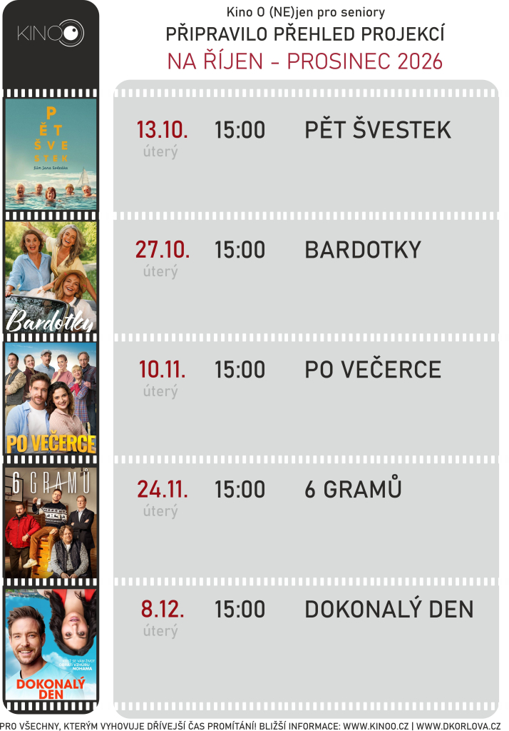 ÚTERNÍ PROJEKCE (NE)JEN PRO SENIORY JSOU ZPĚT