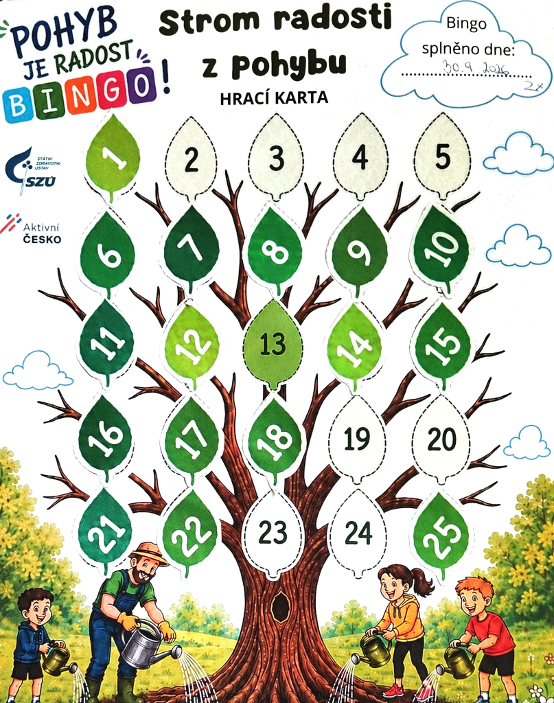 Na ZŠ Mládí ORLOVÁ si zahrála třída 7.A pohybové BINGO