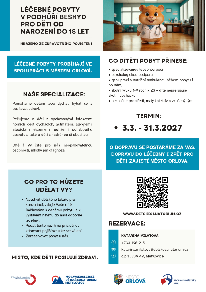 DĚTI MOHOU VYRAZIT NA LÉČEBNÝ POBYT DO BESKYD