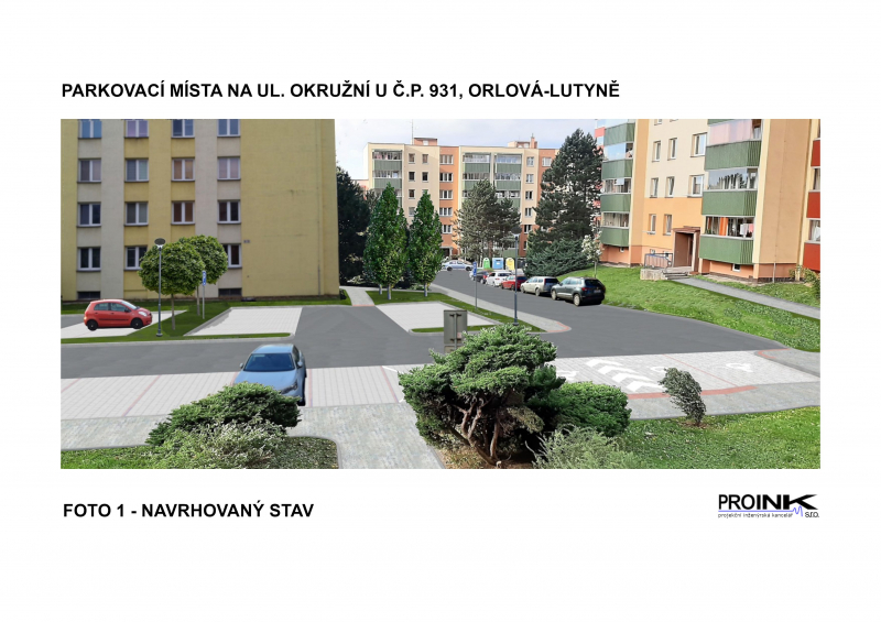Parkovací místa na ul. Okružní u č.p. 931 Orlová-Lutyně
